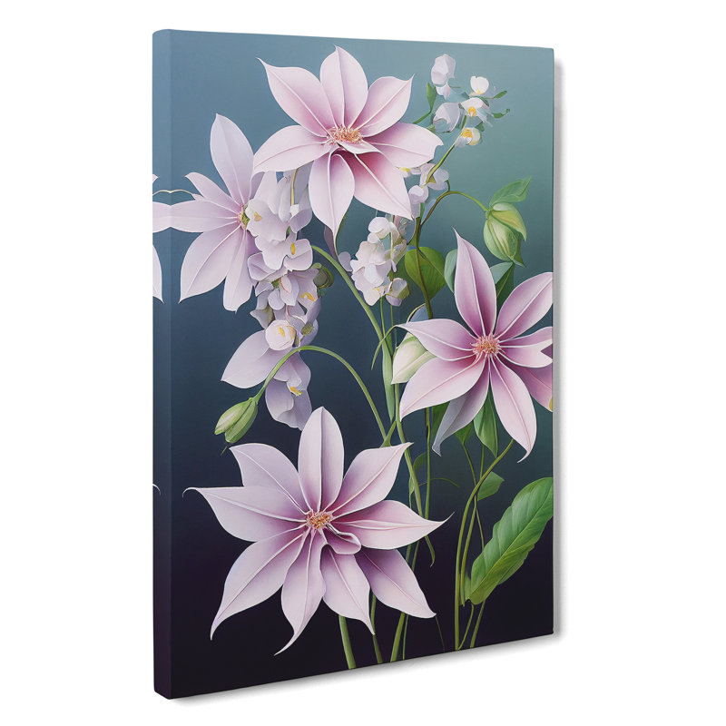 Pastel Flowers - Wall Art, Wrapped Canvas, 50cm H x 35cm W, No Matte