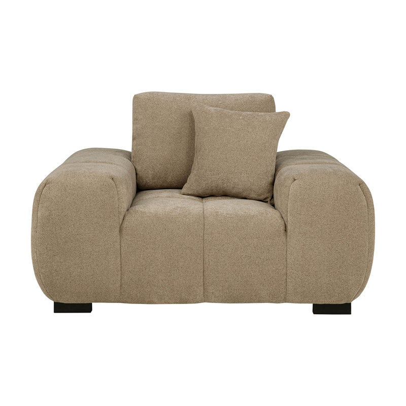 Chaise d'appoint rembourrée avec accoudoirs en chameau