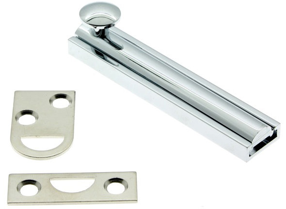 Solid Brass Surface Bolt, Polished Chrome
