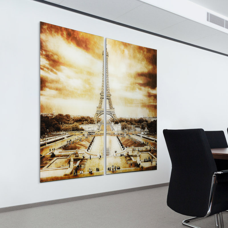 Eiffel Tower Brown Tempered Glass 2-Piece Art Print Set