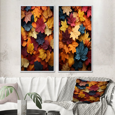 Feuilles d'automne avec palette en sourdine "Feuilles d'automne avec palette en sourdine" - 2 pièces