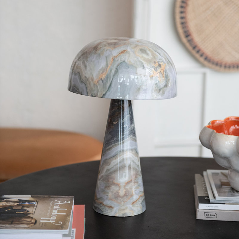 Lampe de table en métal émaillé en forme de champignon avec interrupteur en ligne