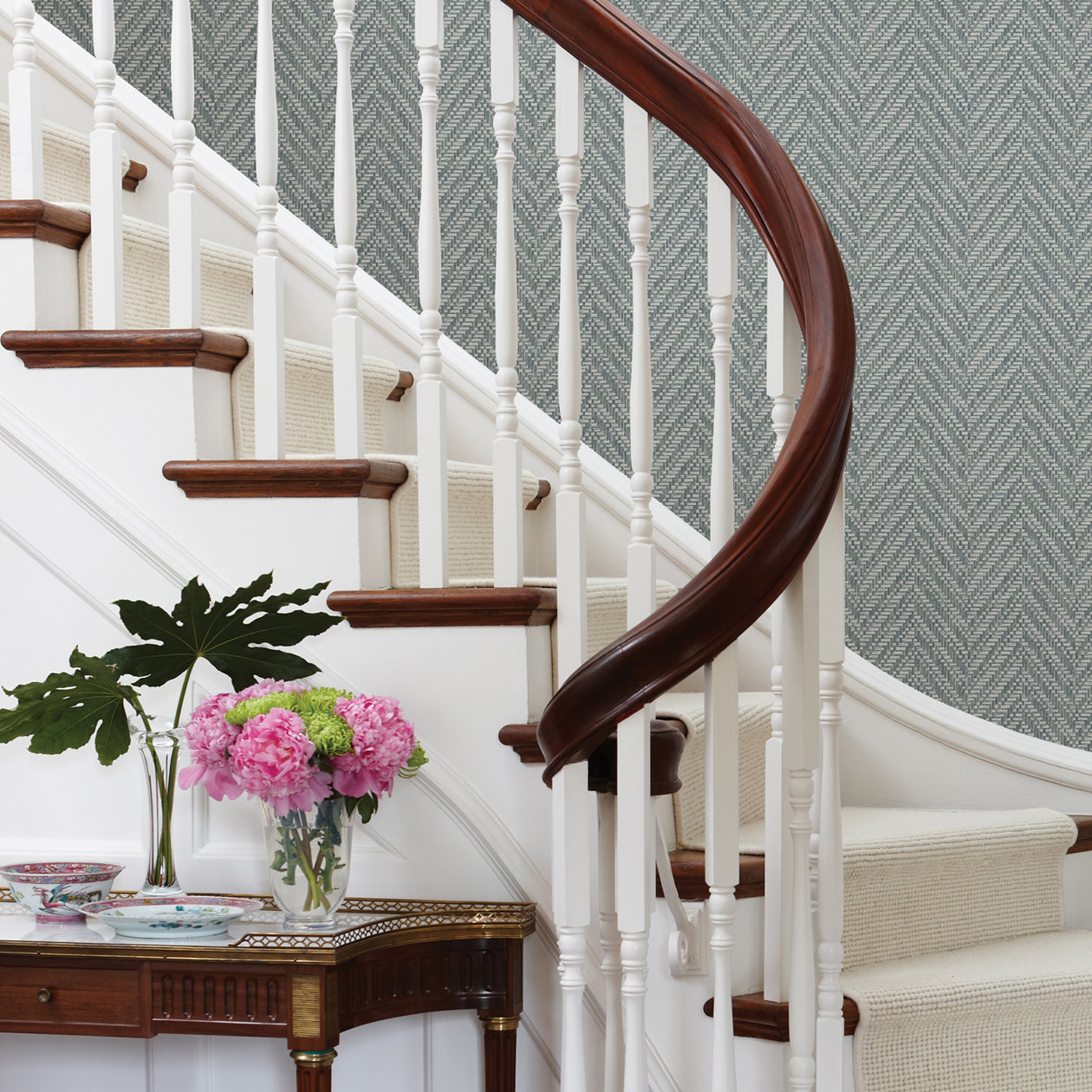 Ziggity Chevron Wallpaper, Aegean