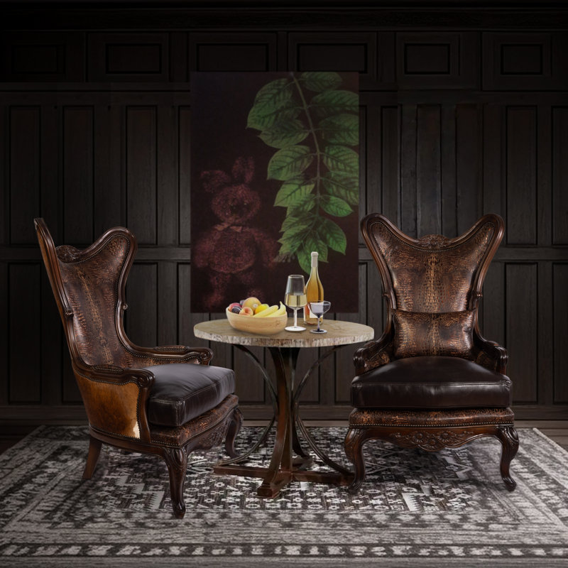 Antoinette Club Chair, Dark Brown Genuine Leather