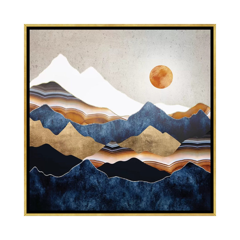 Amber Sun - impression d'art graphique, Toile encadrée d'or, Aucun mat, H 26 po x l 26 po x P 1,5 po