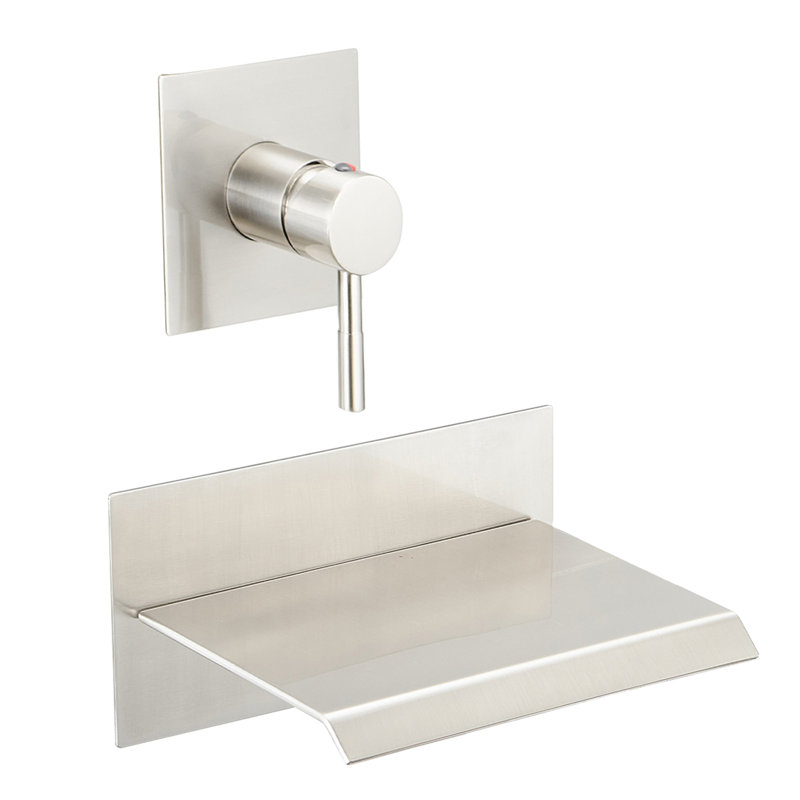 Single Handle Wall Mount Roman Tub Fauce Waterfall Bathroom Faucet, Nickel