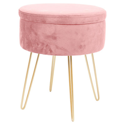 Harbour Housewares - Round Velvet Storage Footstool