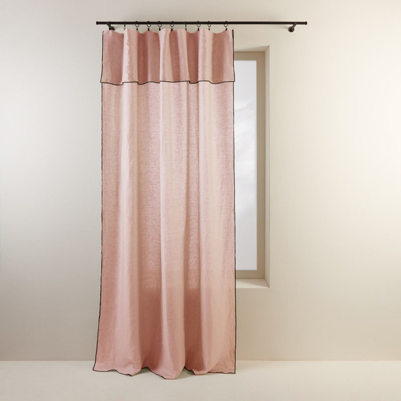 Carlina Linen Curtain Single Panel, Width 350 x Drop 280cm, Pink