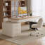 Bureau 5 pièces Burlywood + pierre frittée rectangulaire beige + blanc + bois manufacturé-353006268-353006269