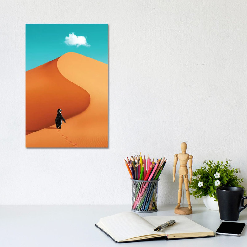 Penguin On Vacation by Jonas Loose - Wrapped Canvas Print, 20.32 cm H x 30.48 cm W