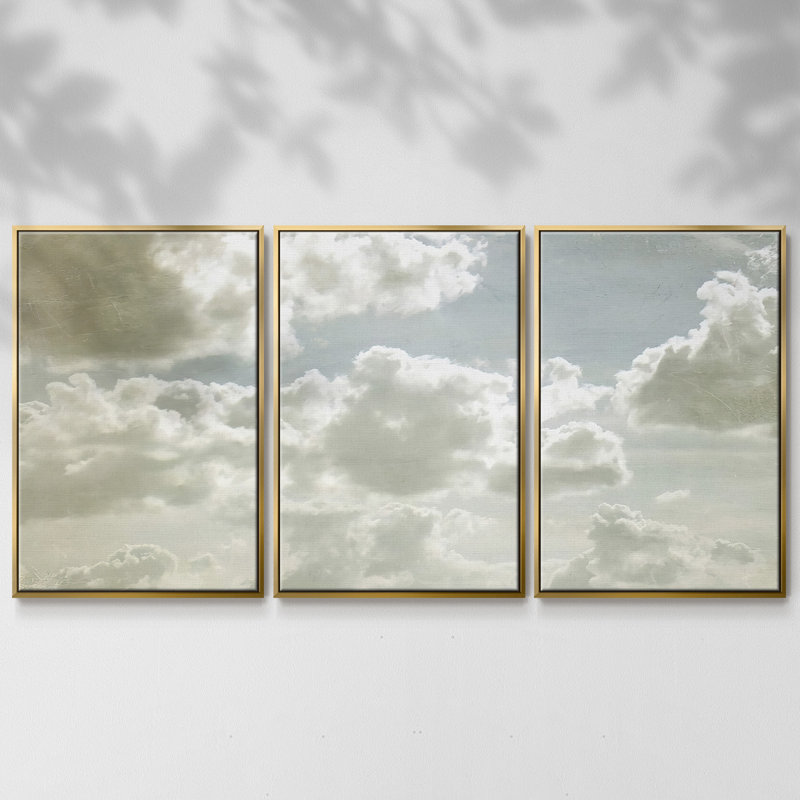 Sky Scrapers IV - Toile encadrée multi-pièces, H 24 po x l 48 po x P 2 po, Or