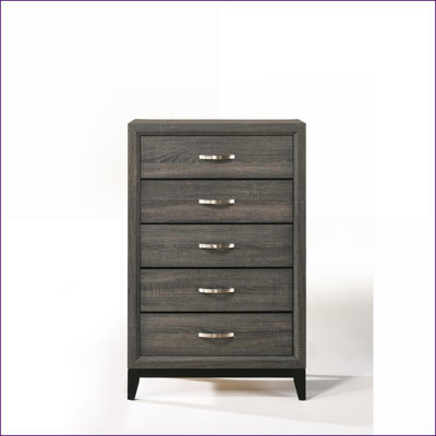 Chests &amp; Wardrobes | Valdemar 5-Drawer Weathered Gray Chest | Gray | Synthetic Wood