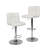 Swivel Faux Leather Adjustable Hydraulic Bar Stool, Set Of 2, White-270082257