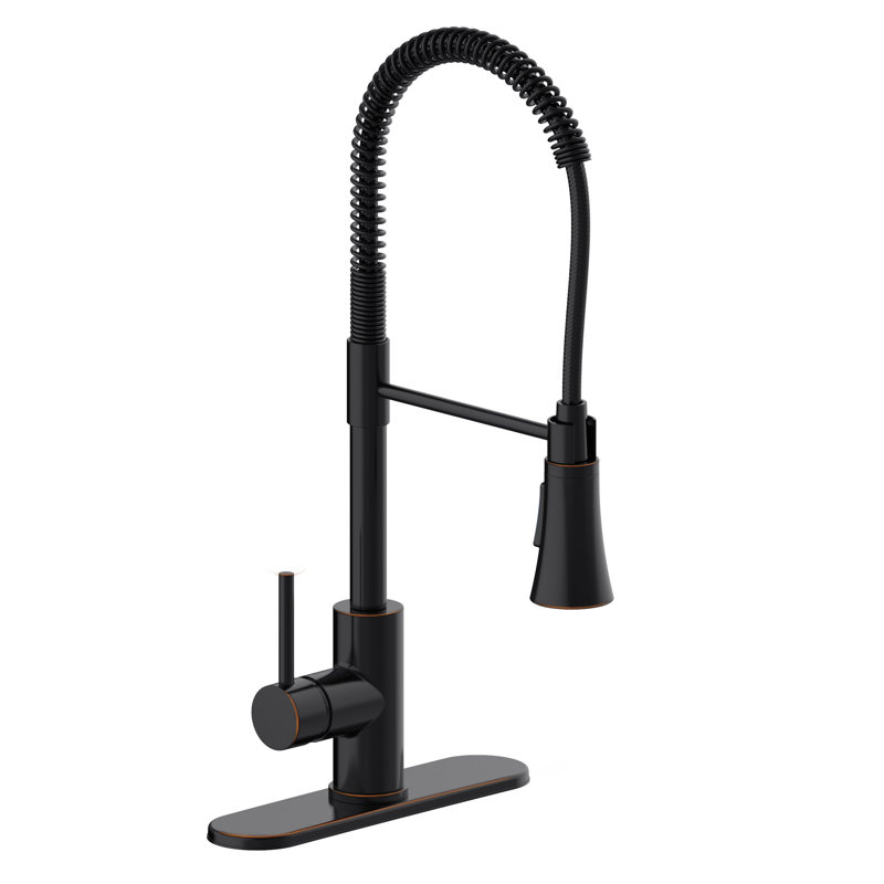 Spencer Modern Pull Down Single Handle Kitchen Faucet with 380-Degree Spout Swivel, Oil Rubbed Bronze