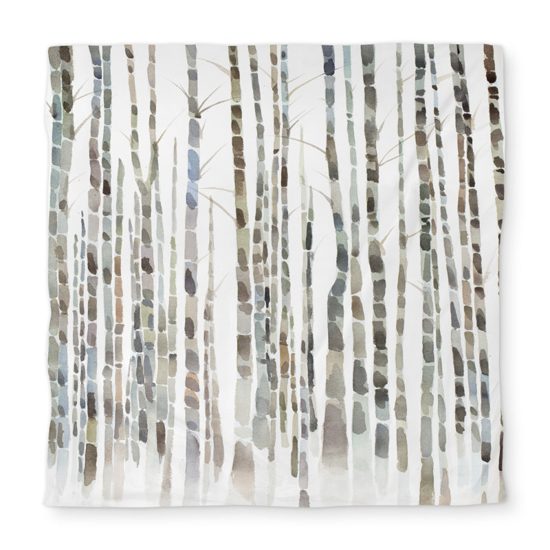Birch Trees Forest Gray Duvet Cover Queen - Home Decor, Queen Duvet Cover