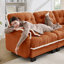 Canapé en chenille avec 4 coussins décoratifs en nuage de chenille, conception ergonomique, coussin d'assise matelassé à garniture de pompons, facile à assembler, canapé à assise profonde pour le salon, orange-134286261