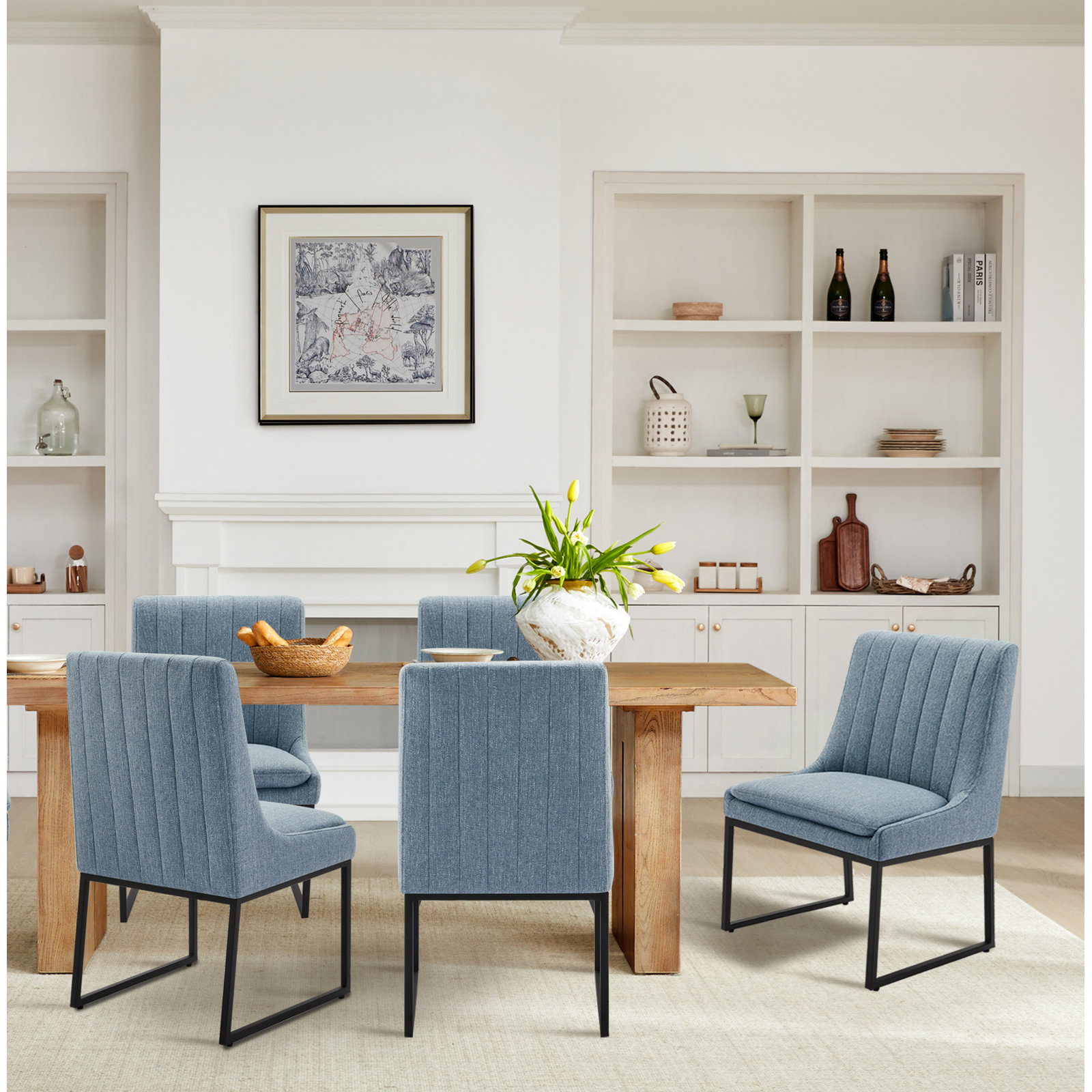 Winn Dining Chair, Nathan Capri Blue Tweed