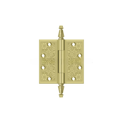 Deltana DSBP45U3 4-1/2" x 4-1/2" Square Hinges in Polished Brass Pair