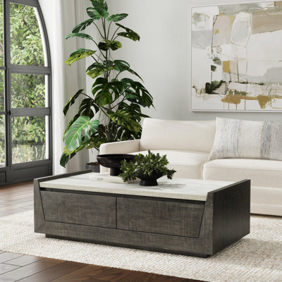 Table basse en bois récupéré brun foncé 58 po Tori