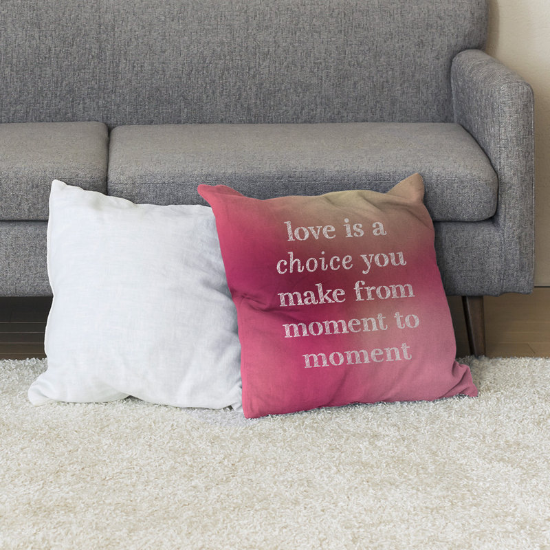 Coussin de sol Love is a choice, H 36 po x l 36 po, Lueur rose