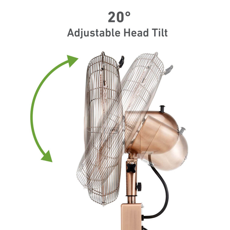 16" Oscillating Digital Cooper Metal Stand Fan, 3 Speeds, Remote Control