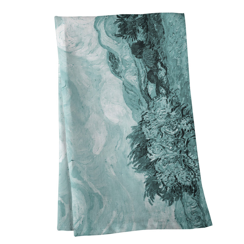 Serviette de thé avec blé cyprès wheatfield, Sergé de coton, Vert clair