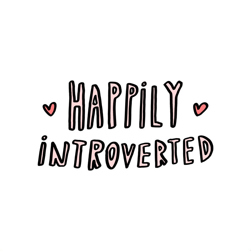 Happily Introvverted - Art textuel, H 20 po x l 20 po, Oui, Cadre photo noyer