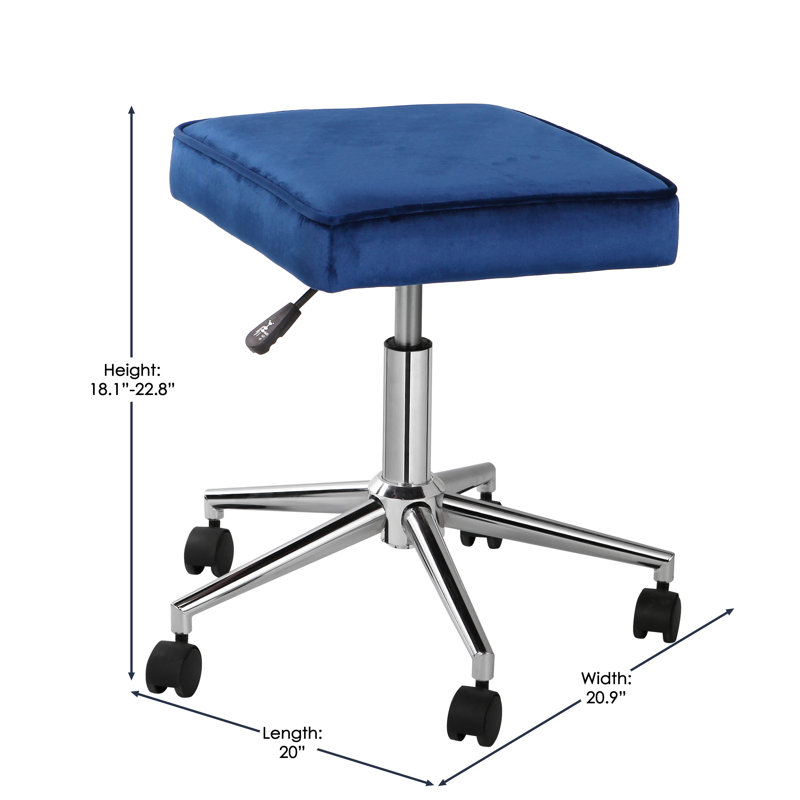 Adjustable Height Lab Stool with Removable Casters/Wheels, Blue