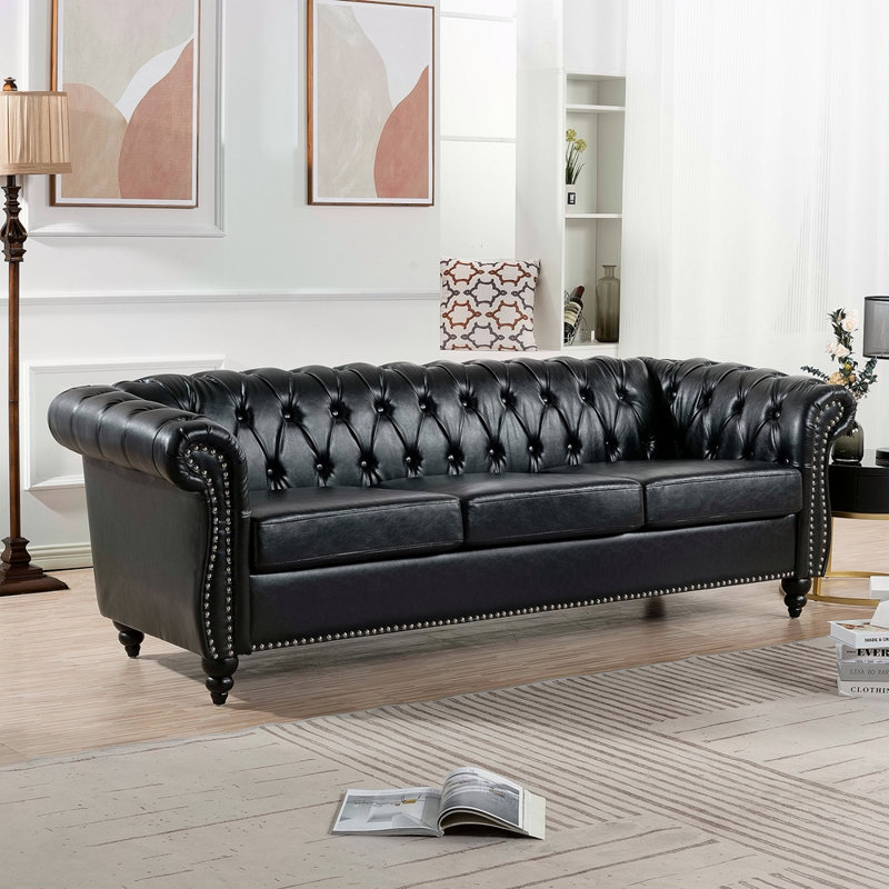 Canapé Chesterfield 84,65 po., Noir