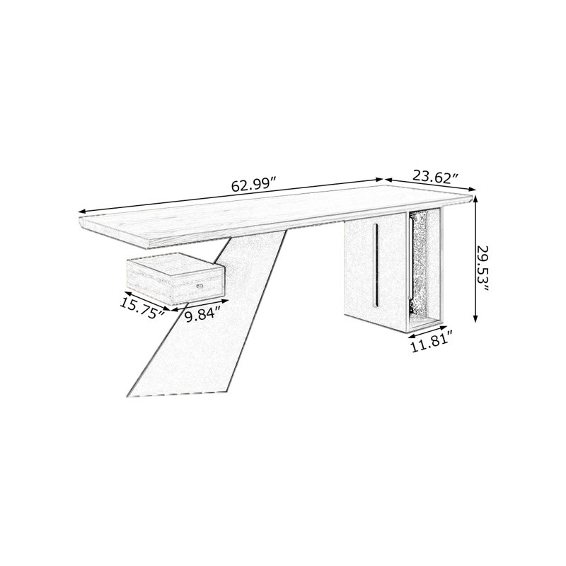 Borwn Rectangular Solid Wood With 1 Drawers Desks, 29.53" H x 62.99" W x 23.62" D