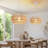 16" 1-Light White Pendant Light With Natural Bamboo 2-Tier Round Shade, Adjustable Eco-Friendly Ceiling Light For Dining Room & Kitchen-503448495