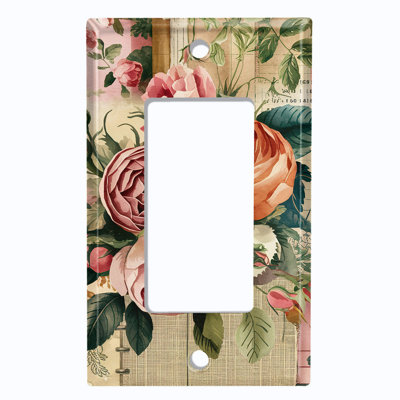 Couvercle de plaque d'interrupteur en métal; Fauteuil à bascule GFI 1 taille US standard - Bouquet de roses rétro