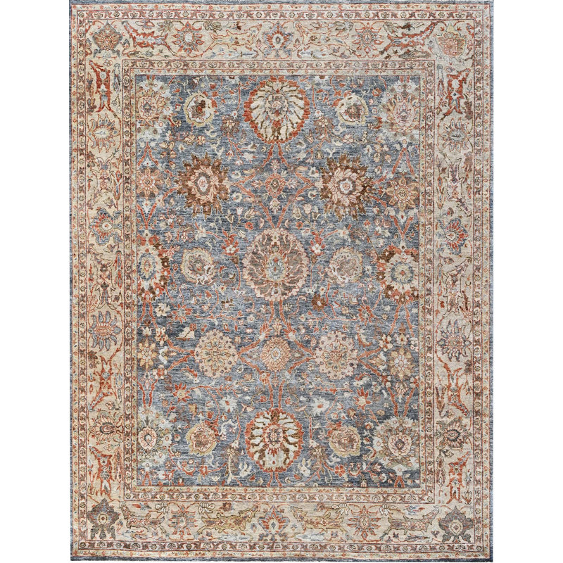 Tapis rectangulaire en laine noué à la main, Rectangulaire 8 pi x 10 pi