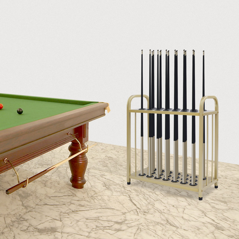 20-Hole Metal Pool Cue Rack, Gold
