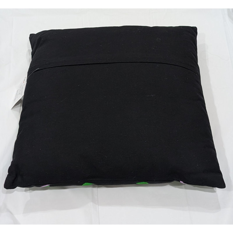 Coussin décoratif en coton, Noir / Vert / Bleu / Rose