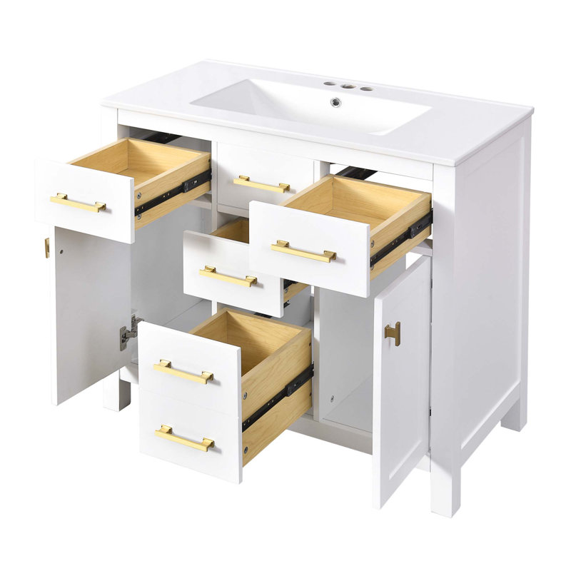 Ensemble de meuble-lavabo moderne avec plusieurs options de rangement et des matériaux de haute qualité, Blanc