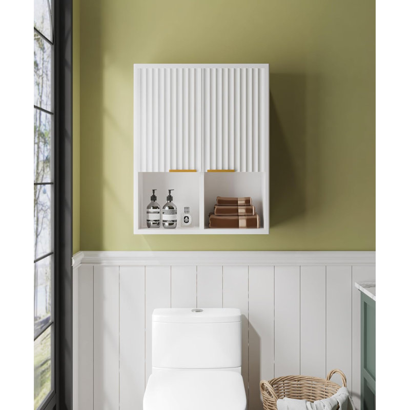 Armoire murale encastrée pour salle de bain avec détecteur de mouvement, blanc moderne