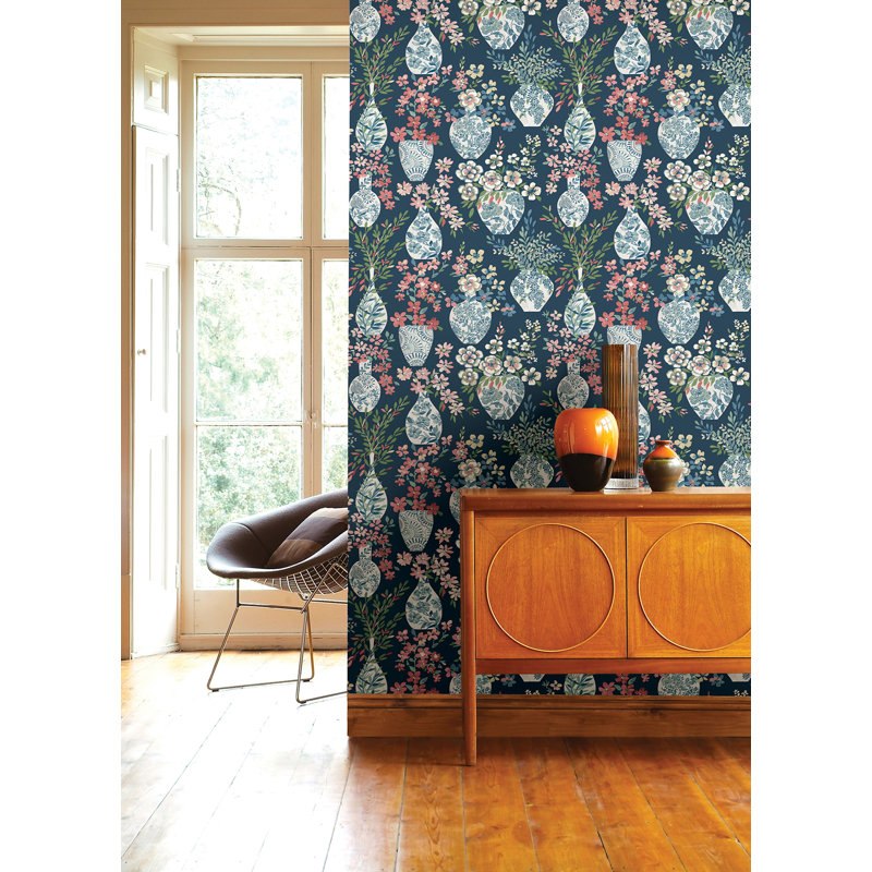 Richerson Floral Wallpaper Double Roll, Blue