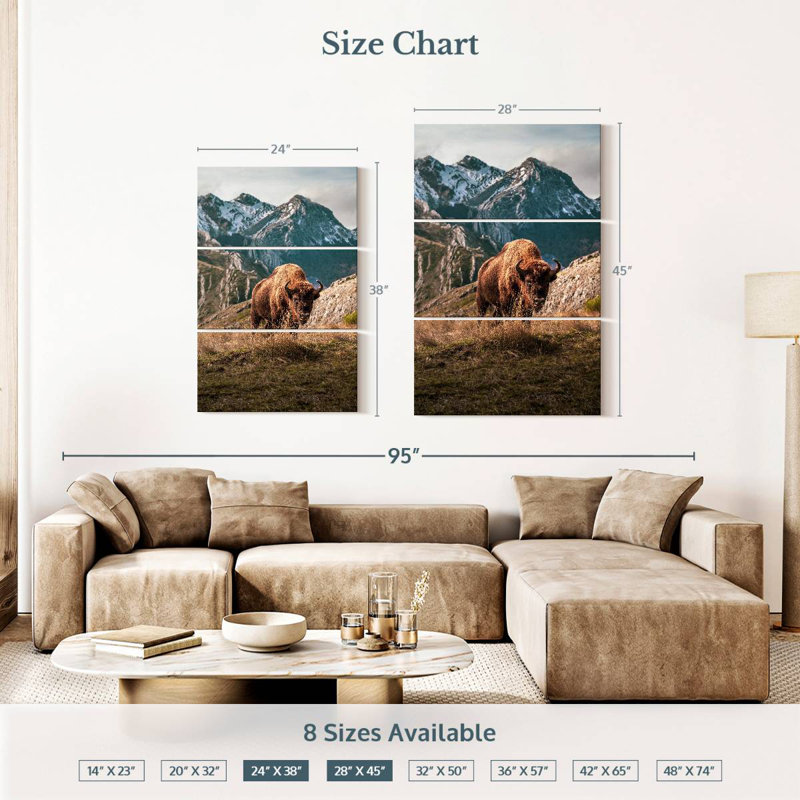 Brampt Simple Mountain Bison, 38" H x 24" W