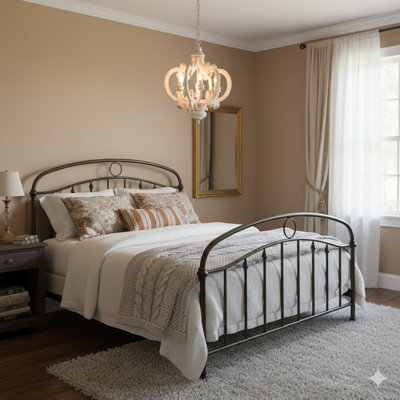 A French Country Design Chandelier Made From Natural Wood Featuring 6 Lights And An Adjustable Suspension Chain, Suitable For Kitchens, Foyers, Hallways, And Entryways (Light Bulbs Are Not Included).