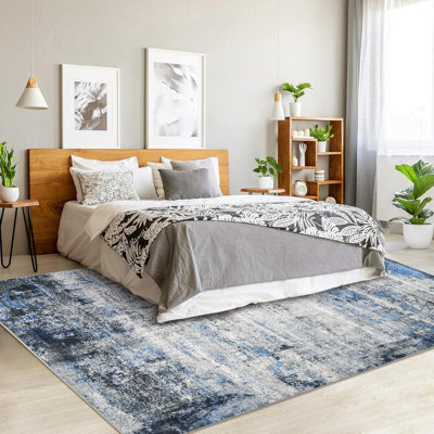 Washable Area Rugs Non-Slip Modern Abstract Soft for Living Room Entryway Bedroom, Print Pattern, Teal Blue Orange Rust Red Coloreful