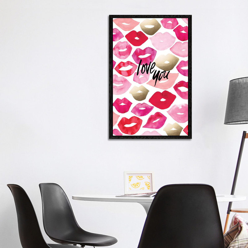 Valentine Lips 1 Piece Wall Art on Canvas, 101.6 cm H x 66.04 cm W, Black Framed