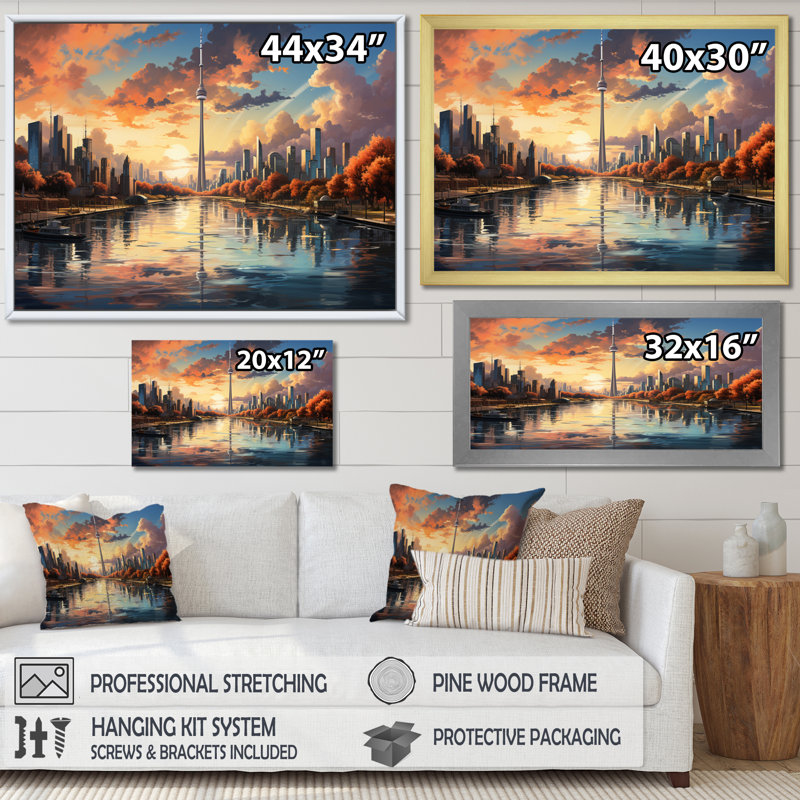 «The Canadian City From Water» sur toile, Toile tendue, H 34 po x l 44 po x P 1,5 po