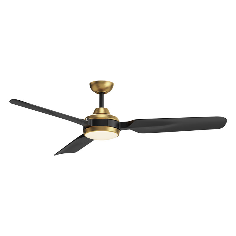Ventilateur de plafond standard à DEL à 3 pales Fremont avec télécommande et ensemble d'éclairage inclus, Or brossé