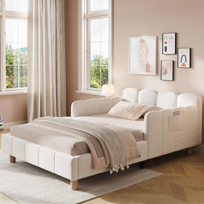 Metal Bed, Beige