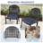 3-Piece Cast Aluminum Bistro Dining Set,39.37" Round Table with Umbrella Hole & 2 Stackable Chairs with Blue Cushions-608471637
