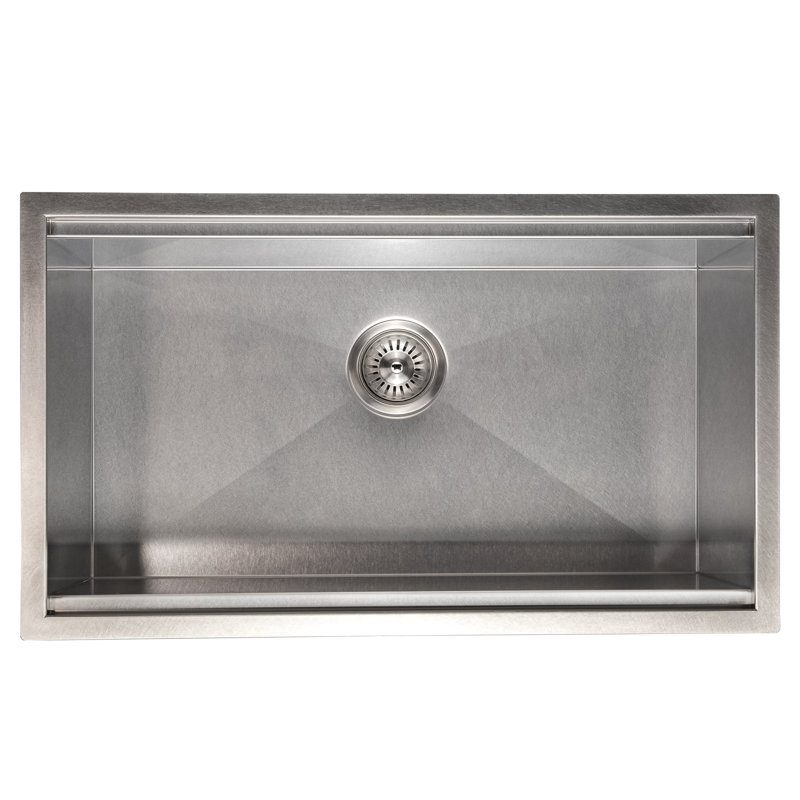 ZLINE 30" Garmisch Undermount Single Bowl Fingerprint Resistant Stainless Steel Kitchen Sink with Bottom Grid and Accessories