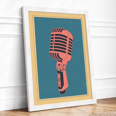 Vintage Microphone Retro - Framed Print