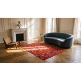 Antique Navajo American Coral 1890s Rug