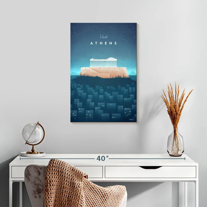 Aime, affiche de voyage rétro d'Athènes, H 24 po x l 16 po